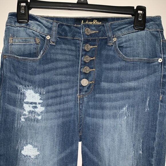 Indigo Rein Destructed Skinny Jeans Size 5 Juniors - Picture 2 of 11